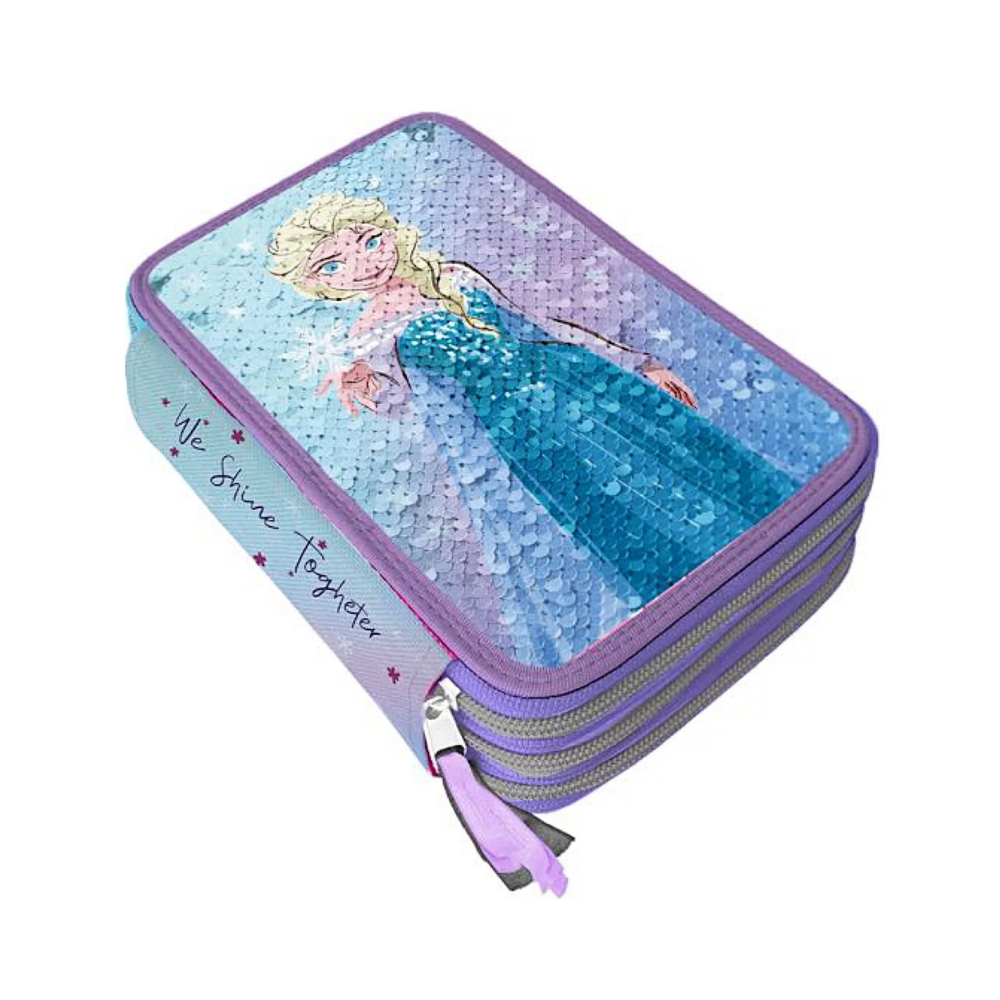 Astuccio 3 Zip Giotto Frozen Reversibile | Home Essential