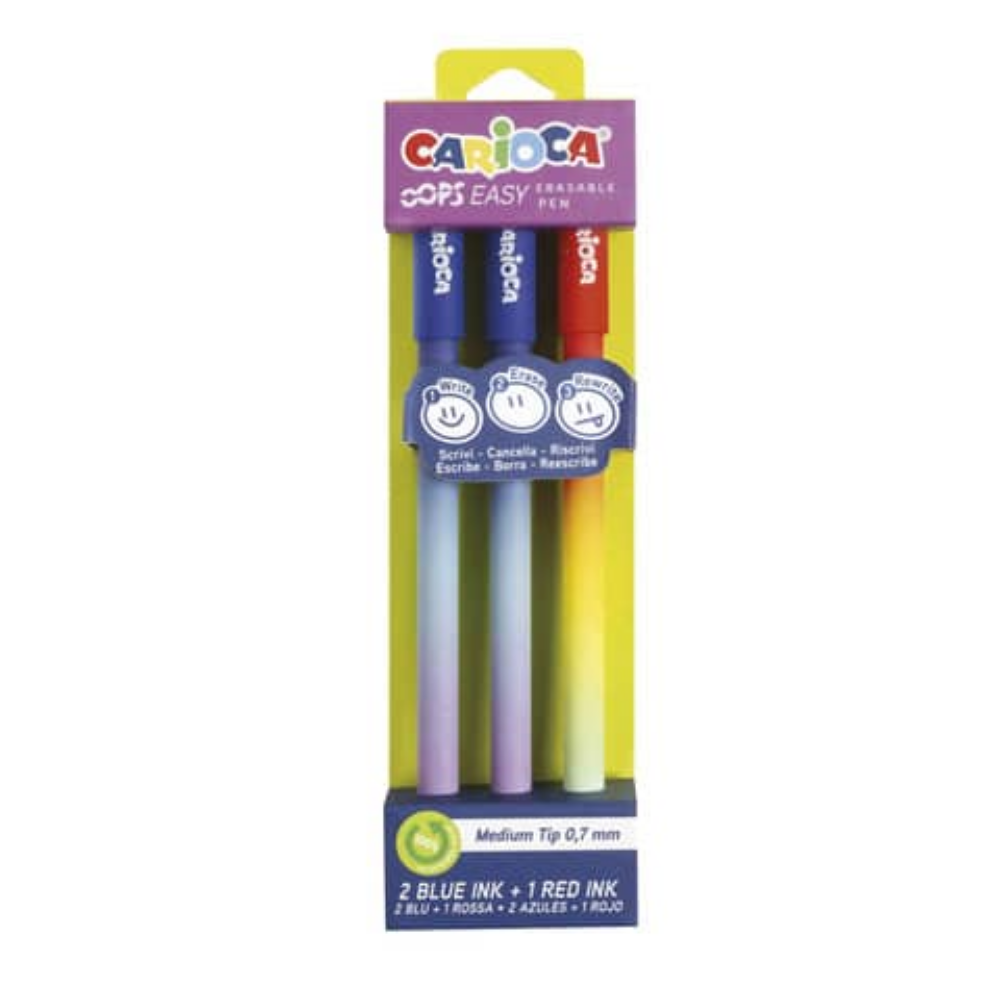 Penna Carioca Cancellabile Oops Easy 3pz Punta Media | Home Essential