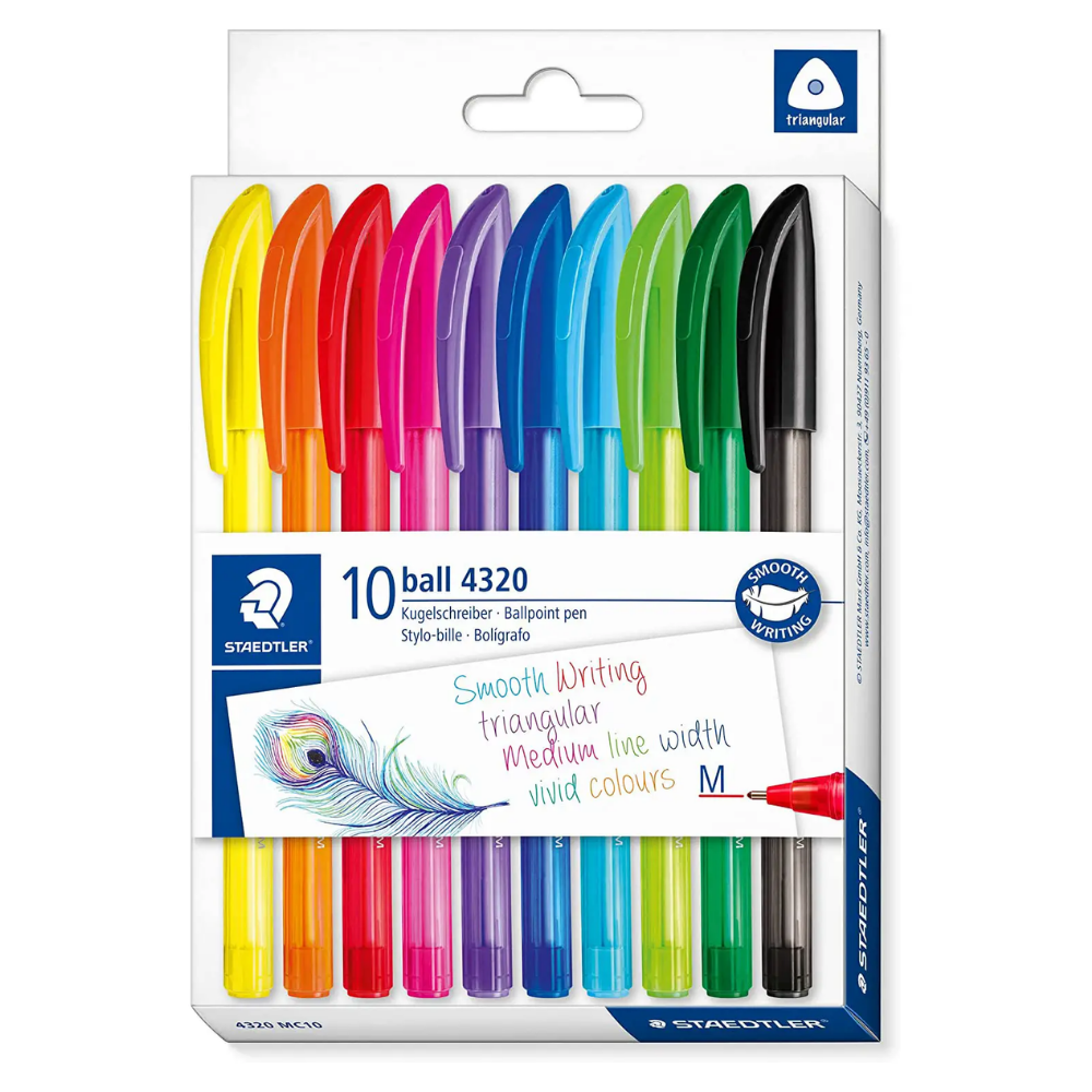 Penna Sfera Staedtler 10pz cappuccio Assortite | Home Essential