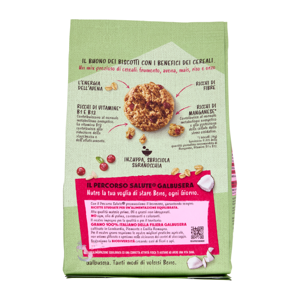 Biscotti Galbusera Cerealig 2800 100% Vegetali Mirtilli Rossi E Cocco | Home Essential