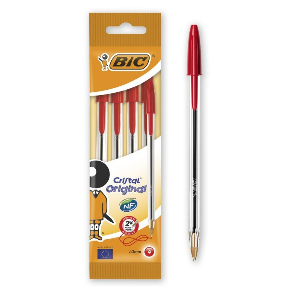 Penne Bic Cristal Soft 4pz Rosso | Home Essential