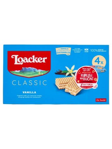 Loacker Classic Vanilla Wafer con crema alla Vaniglia Bourbon del Madagascar Wafers 45gx4 | Home Essential