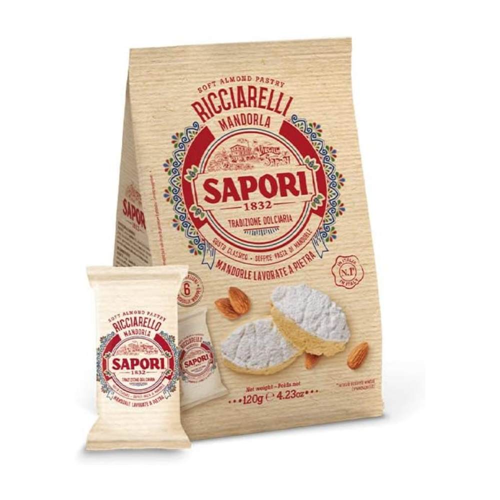 Sapori 1832 Ricciarelli Classici Soffici alle Mandorle Lavorate a Pietra 120g | Home Essential