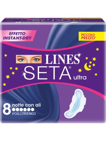 Assorbenti Lines Seta Ultra 8Pz Notte Con Ali | Home Essential