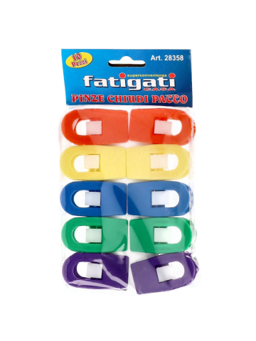 Chiudipacco Fatigati 10pz Plastica Colori Assortiti | Home Essential