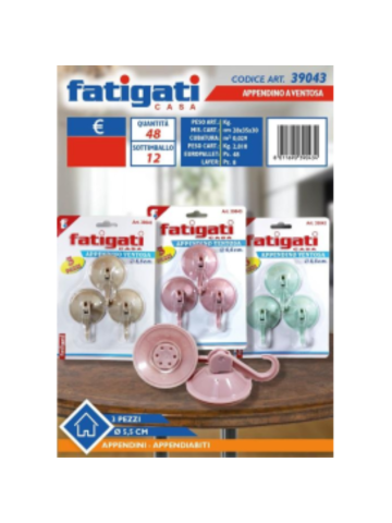 Appendini Fatigati 2pz Con Ventosa Assortito | Home Essential