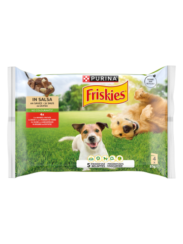 Bocconcini Carne Cane Friskies 4x85g Manzo E Patate In Salsa | Home Essential