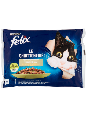 Cibo Gatti Felix Le Ghiottonerie 85g 4pz Salmone E Zucchine Trota E Fagiolini | Home Essential
