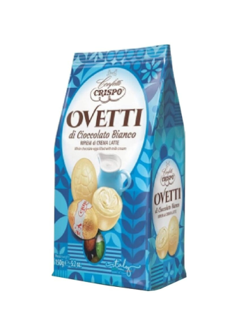 Ovetti cioccolato crispo 150g cioccolato bianco ripieno crema latte | Home Essential