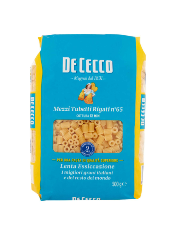 Pasta De Cecco 500G Mezzi Tubetti Rigati | Home Essential