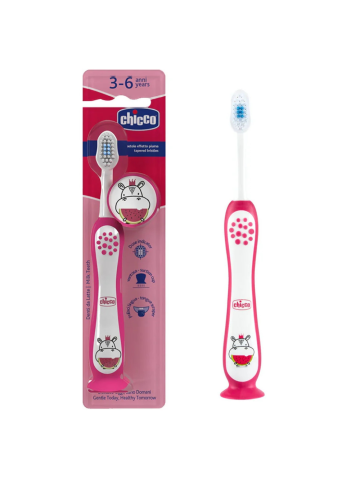 Spazzolino Chicco Hippo 3-6A Rosa | Home Essential