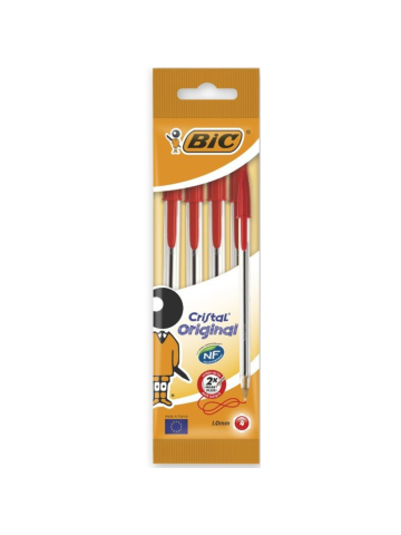 Penne Bic Cristal 4Pz Rosse | Home Essential