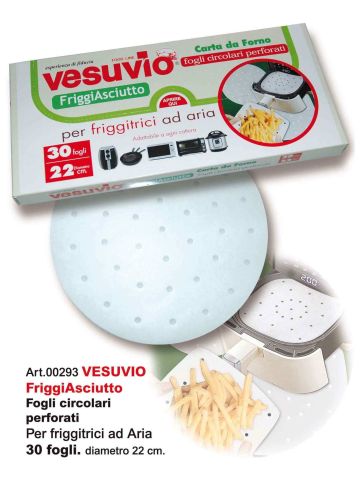 Vesuvio Fogli Tondi Perforati Per Friggitrice Ad Aria 22cm 30pz | Home Essential