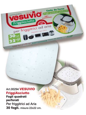 Vesuvio Fogli Quadrati Perforati Per Friggitrice Ad Aria 22cm 30pz | Home Essential