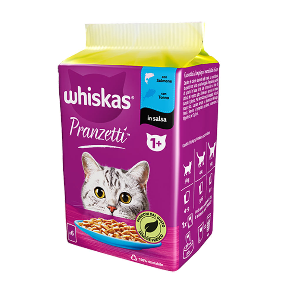 Pranzetti Gatto Whiskas 6X50G 1+ Pesce In Salsa | Home Essential