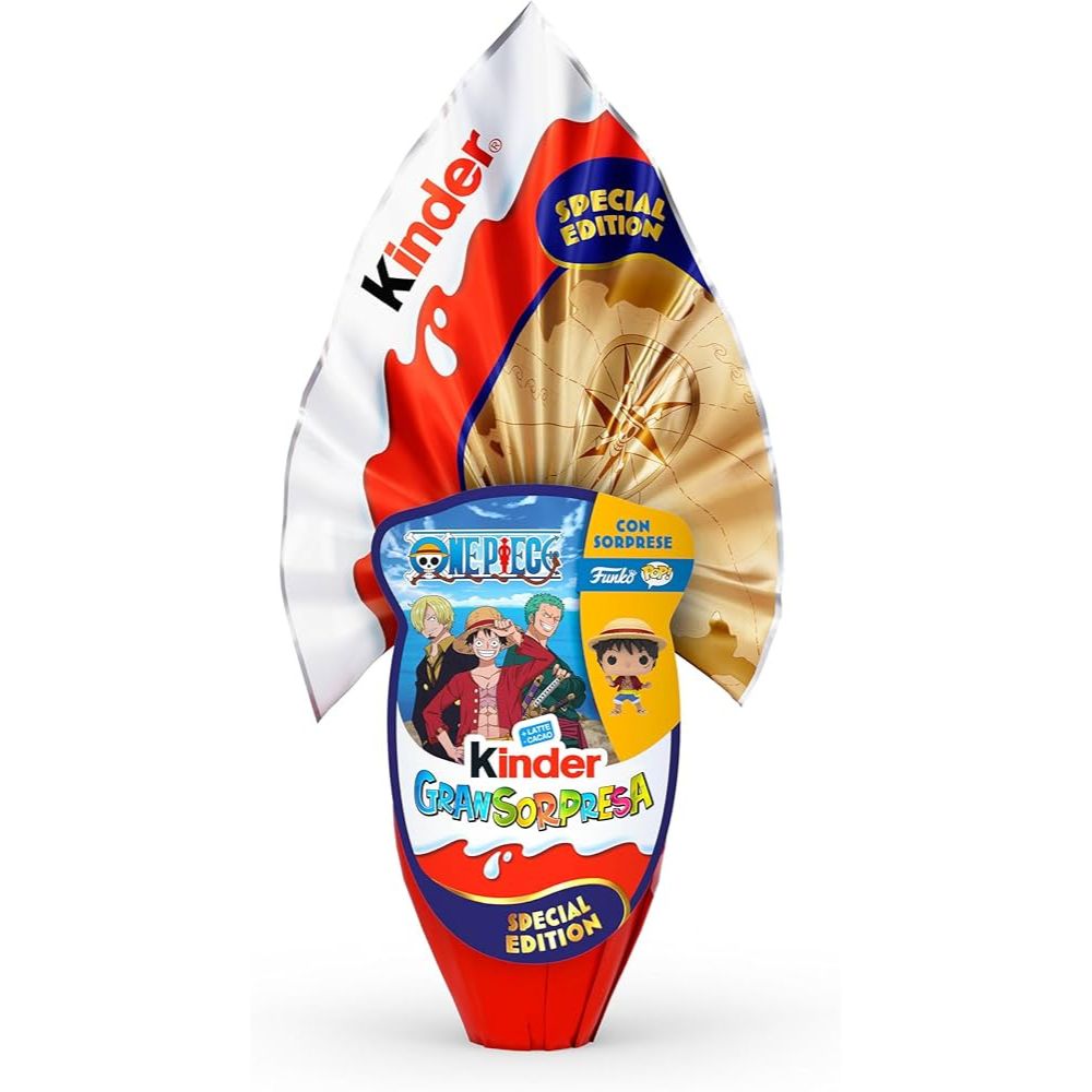 Kinder Gransorpresa Maxi One Piece, Uovo Di Pasqua Kinder 2026 Di Finissimo Cioccolato Al Latte Con Sorpresa Funko Pop One Piece, 220 G | Home Essential