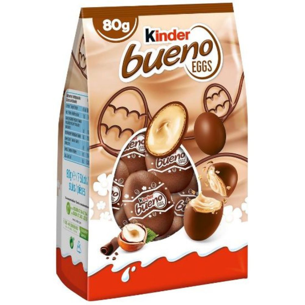 Ferrero, Kinder Bueno Eggs Ovetti di Cioccolato al Latte Ripieni di Crema alla Nocciola 80g | Home Essential