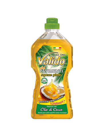 Lavapavimenti Valido 1,25l Sapone Giallo Olio Di Cocco | Home Essential