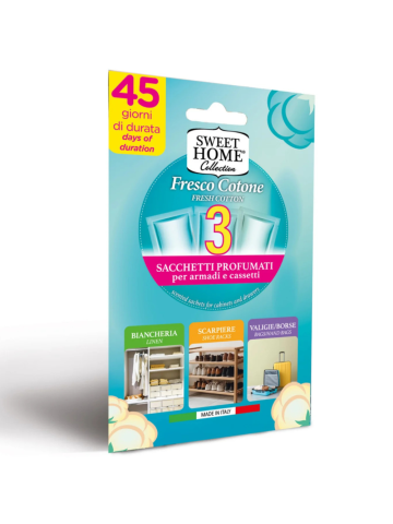 Sweet Home Sacchetti Profumati x3 Fresco Cotone | Home Essential