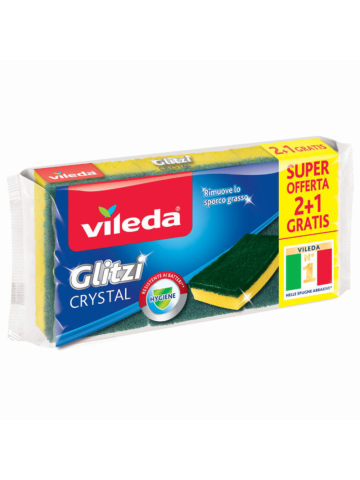Spugna Abrasiva Vileda 2+1 Glitzi Crystal Verde | Home Essential
