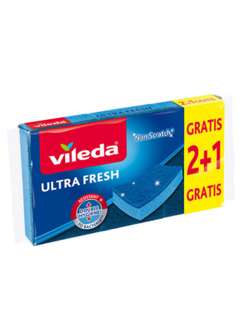 Spugna Abrasiva Vileda 2+1 Ultrafresh Antigraffio Blu | Home Essential