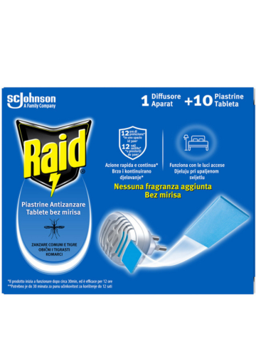 Piastrine Antizanzanzare Raid Diffusore Con 10 Piastrine | Home Essential