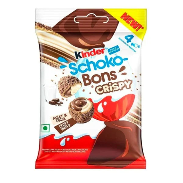 Kinder Schoko Bons Crispy ovetti di wafer ripieni di crema al latte e cioccolato da 22g | Home Essential