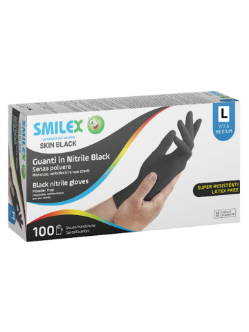Guanti In Nitrile 100pz Smilex Black L | Home Essential