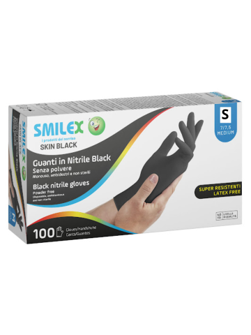 Guanti In Nitrile 100pz Smilex Black S | Home Essential