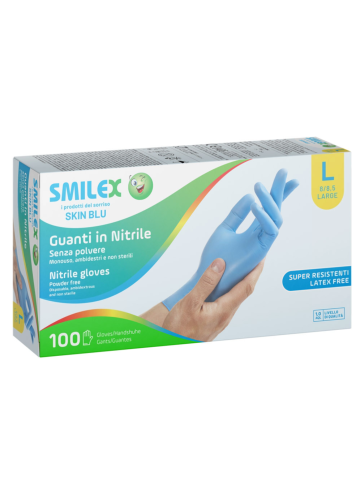Guanti In Nitrile 100pz Smilex Blu L | Home Essential