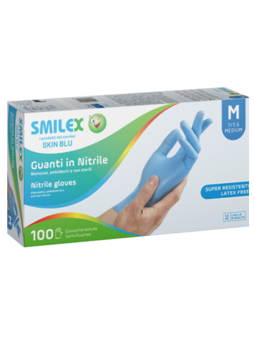 Guanti In Nitrile 100pz Smilex Blu M | Home Essential