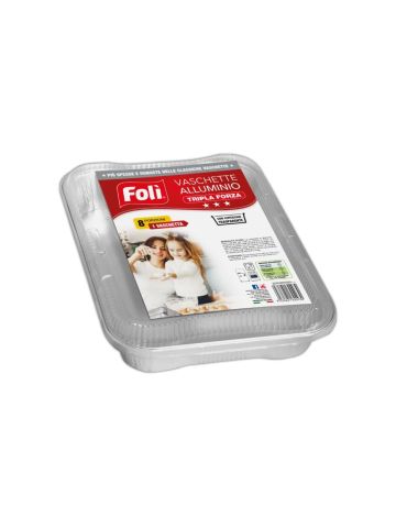 Vaschette Alluminio FolÌ 8 Porzioni 1Pz Con Coperchio Trasparente | Home Essential